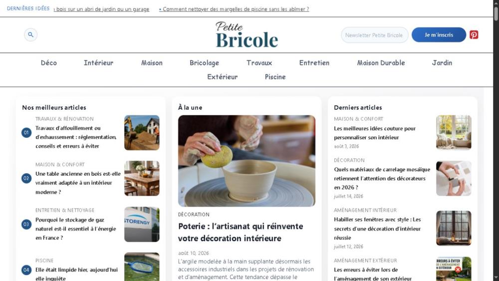 Capture du magazine Petite Bricole et de sa sélection éditoriale
